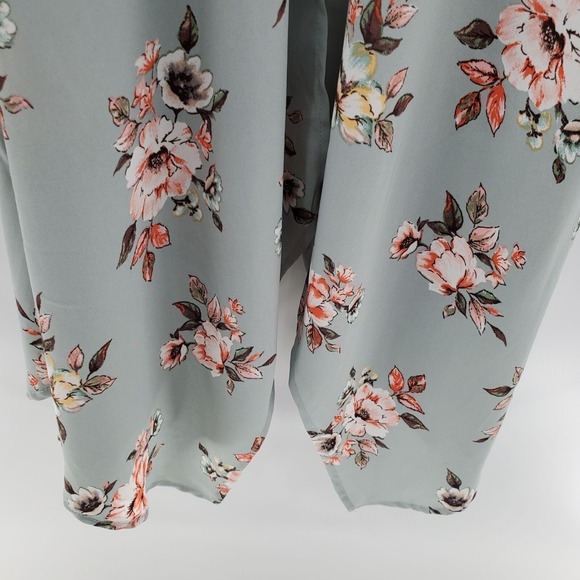 Three Pink Hearts Womens XS Floral Romper Dress Hi Low Overlay Sage Green *Flaw - Picture 5 of 16